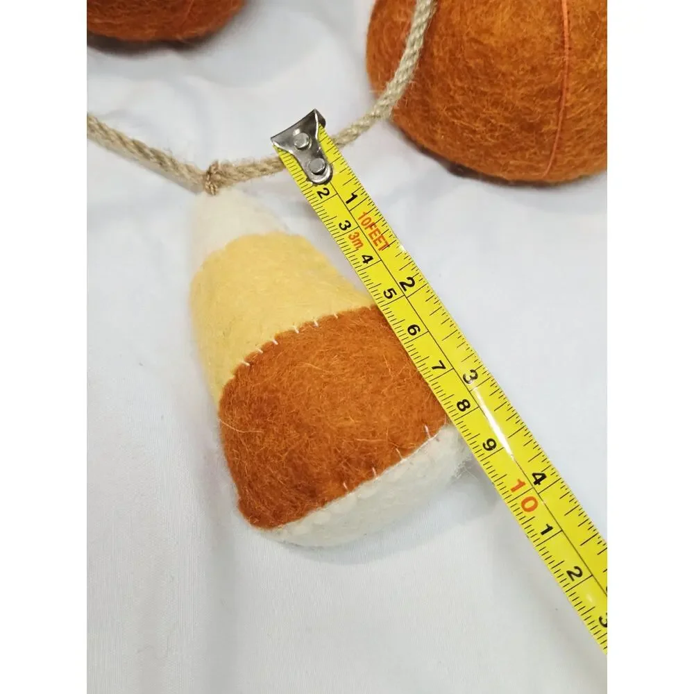 Fall Pumpkin Candy Corn Wool Felt Garland 7ft Tiered Tray Decor Jack O Lantern